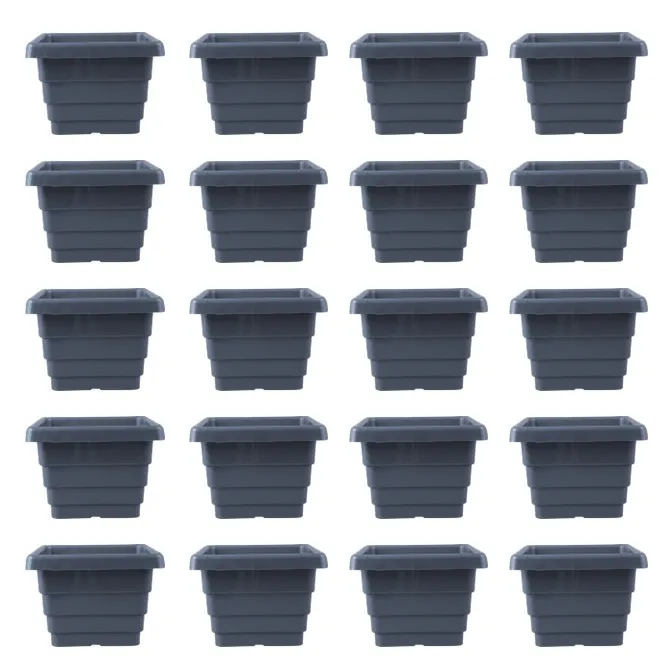 Set of 20 - 4 Inch Grey Premium Orchid Square Plastic Pot