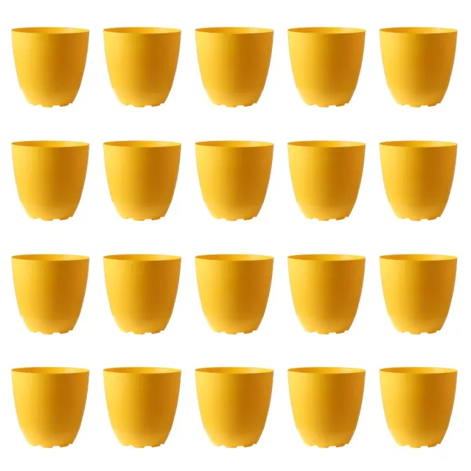 Set of 20 - 4 Inch Yellow Premium Orchid Round Plastic Pots