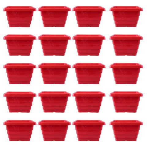 Set of 20 - 4 Inch Red Premium Orchid Square Plastic Pot