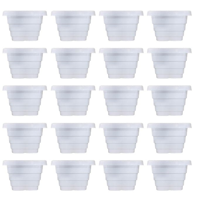 Set of 20 - 4 Inch White Premium Orchid Square Plastic Pot