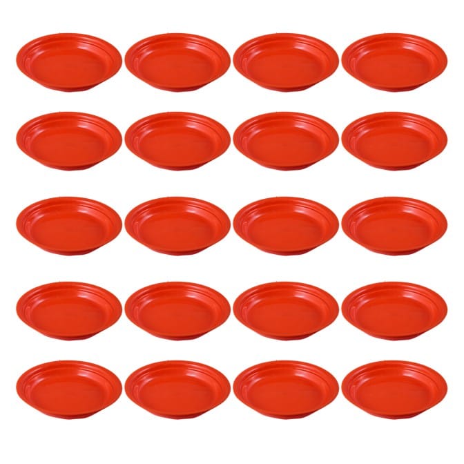 Set of 20 - 6.5 Inch Terracotta Red Premium Round Trays - To keep under the Pots