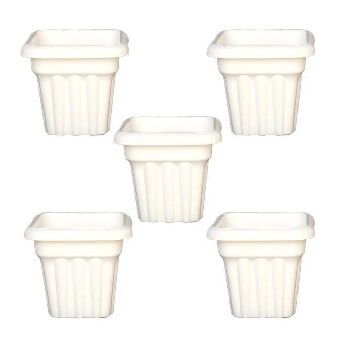 Buy Set of 05 - 8 Inch White Heavy Square Plastic Pot Online | Urvann.com Set of 05 - 8 Inch White Heavy Square Plastic Pot