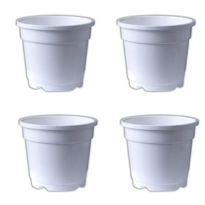 Set of 04 - 8 Inch White Nursery Pots
