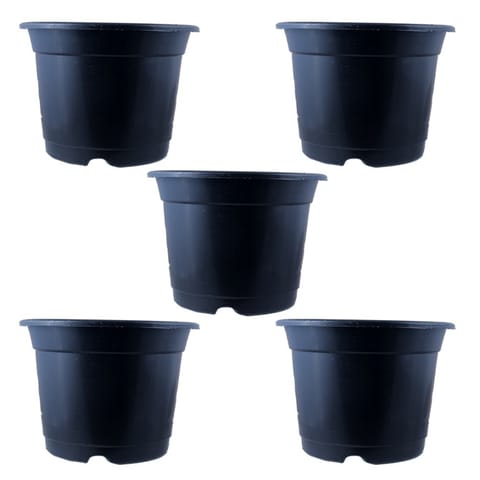 Set of 05 - 10 Inch Black Nursery Pots
