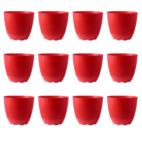 Set of 12 - 4 Inch Red Premium Orchid Round Plastic Pots