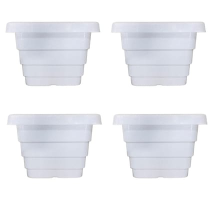 Buy Set of 04 - 6 Inch White Premium Orchid Square Plastic Pot Online | Urvann.com