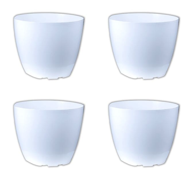 Set of 04 - 6 Inch White Premium Orchid Round Plastic Pot