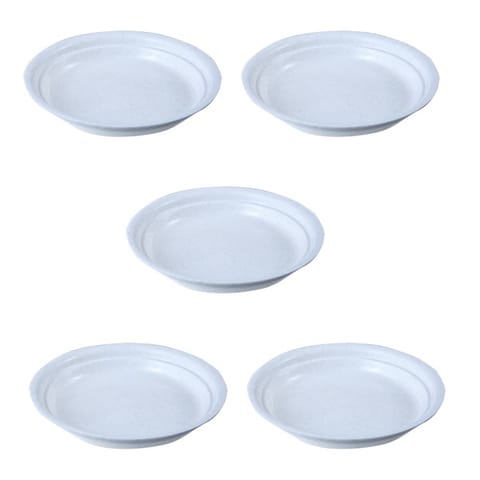 Set of 05 - 6.5 Inch White Premium Round Trays - To keep under the Pots