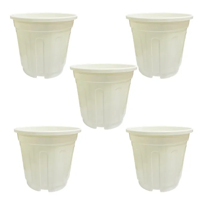 Set of 05 - 6 Inch White Super Nursery Pots