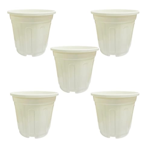 Set of 05 - 6 Inch White Super Nursery Pot