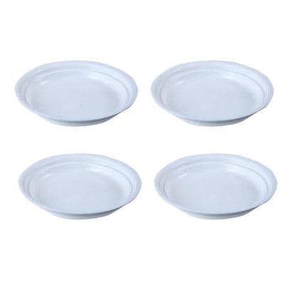 Buy Set of 04 - 6.5 Inch White Premium Round Trays - To keep under the Pots Online | Urvann.com