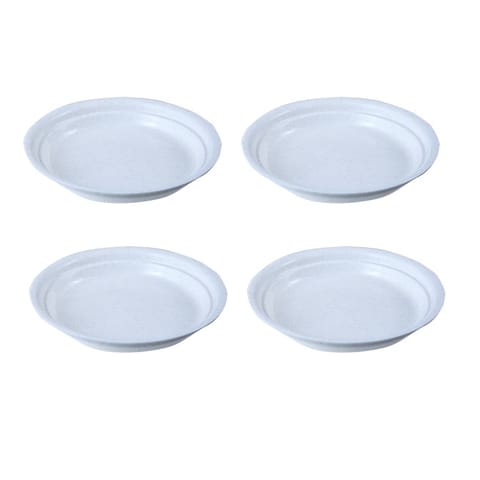 Set of 04 - 6.5 Inch White Premium Round Trays - To keep under the Pots