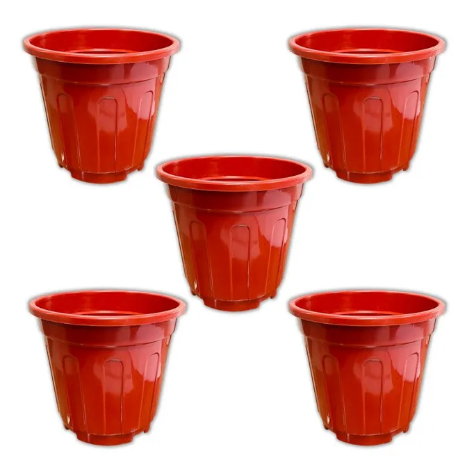 Set of 05 - 6 Inch Red Super Nursery Pots