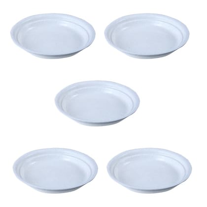 Buy Set of 05 - 6.5 Inch White Premium Round Trays - To keep under the Pots Online | Urvann.com