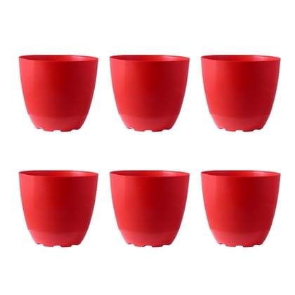 Buy Set of 06 - 4 Inch Red Premium Orchid Round Plastic Pot Online | Urvann.com