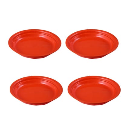 Buy Set of 04 - 5 Inch Terracotta Red Premium Round Trays - To keep under the Pots Online | Urvann.com