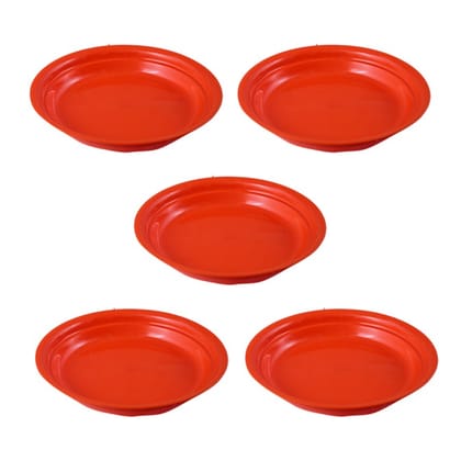 Buy Set of 05 - 5 Inch Terracotta Red Premium Round Trays - To keep under the Pots Online | Urvann.com