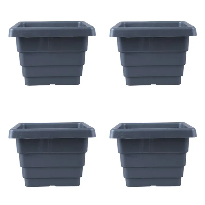 Set of 04 - 4 Inch Grey Premium Orchid Square Plastic Pot
