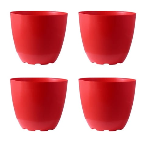 Set of 04 - 4 Inch Red Premium Orchid Round Plastic Pots