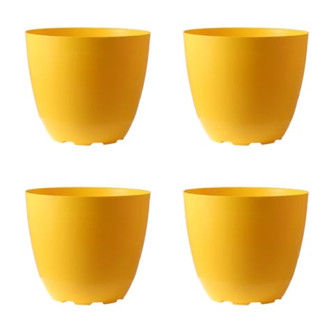 Set of 04 - 4 Inch Yellow Premium Orchid Round Plastic Pots