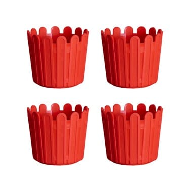Buy Set of 04 - 6 Inch Red Premium Tippy Plastic Pot Online | Urvann.com