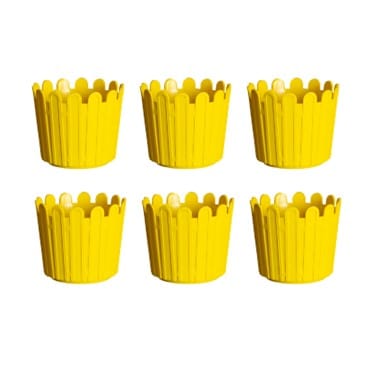 Set of 06 - 6 Inch Yellow Premium Tippy Plastic Pot