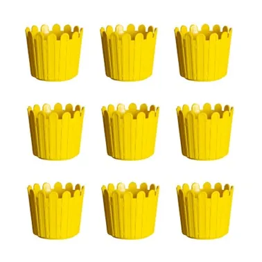 Set of 09 - 6 Inch Yellow Premium Tippy Plastic Pot