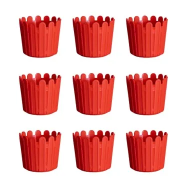 Set of 09 - 6 Inch Red Premium Tippy Plastic Pot