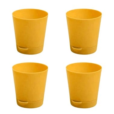 Set of 04 - 4 Inch Yellow Florence Self Watering Pots