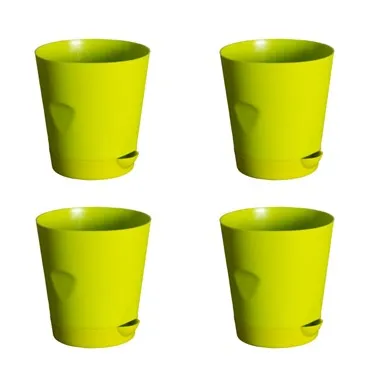 Set of 04 - 4 Inch Green Florence Self Watering Pots