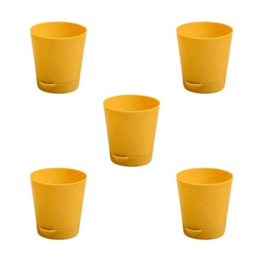 Set of 05 - 4 Inch Yellow Florence Self Watering Pots