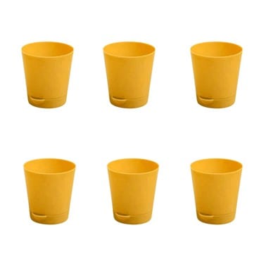 Set of 06 - 4 Inch Yellow Florence Self Watering Pots