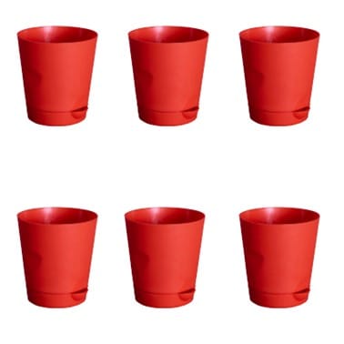 Set of 06 - 4 Inch Red Florence Self Watering Pots