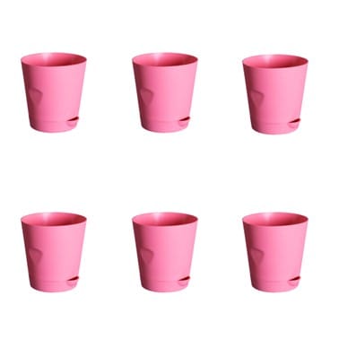 Set of 06 - 4 Inch Pink Florence Self Watering Pots