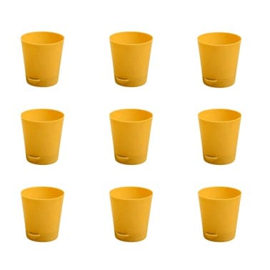 Set of 09 - 4 Inch Yellow Florence Self Watering Pots
