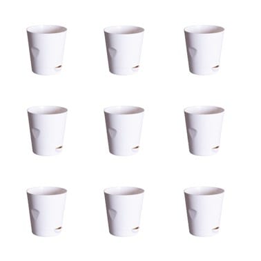 Set of 09 - 4 Inch White Florence Self Watering Pot