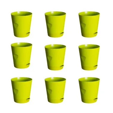 Set of 09 - 4 Inch Green Florence Self Watering Pots