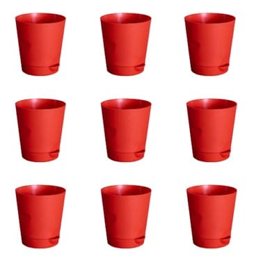 Set of 09 - 4 Inch Red Florence Self Watering Pots