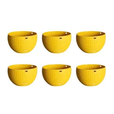 Set of 06 - 7 X 4.5 Inch Yellow Premium Euro Plastic Hanging Basket