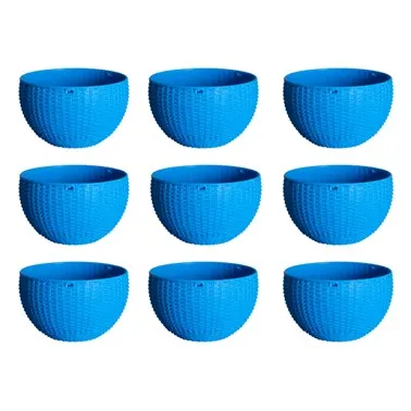Set of 09 - 7 X 4.5 Inch Blue Premium Euro Plastic Hanging Basket