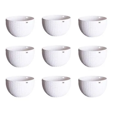 Set of 09 - 7 X 4.5 Inch White Premium Euro Plastic Hanging Basket