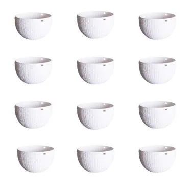 Set of 12 - 7 X 4.5 Inch White Premium Euro Plastic Hanging Basket