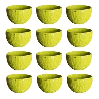 Set of 12 - 7 X 4.5 Inch Green Premium Euro Plastic Hanging Basket