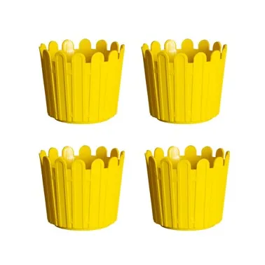 Set of 04 - 6 Inch Yellow Premium Tippy Plastic Pot
