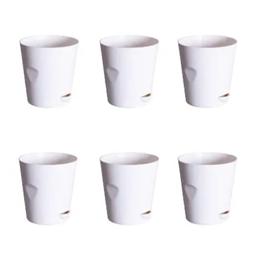 Set of 06 - 4 Inch White Florence Self Watering Pot