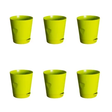 Set of 06 - 4 Inch Green Florence Self Watering Pot