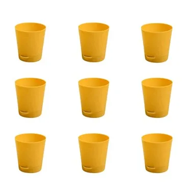 Set of 09 - 4 Inch Yellow Florence Self Watering Pot