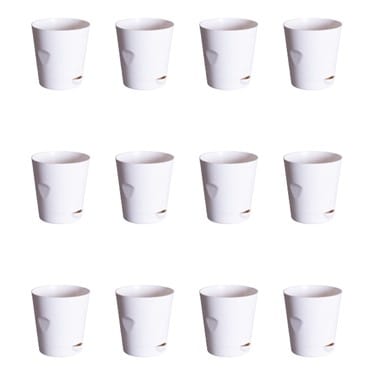Buy Set of 12 - 4 Inch White Florence Self Watering Pot Online | Urvann.com