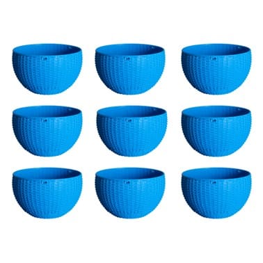 Set of 09 - 7 X 4.5 Inch Blue Premium Euro Plastic Hanging Basket