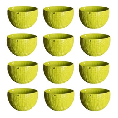 Set of 12 - 7 X 4.5 Inch Green Premium Euro Plastic Hanging Basket